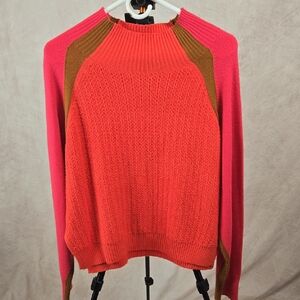 French Connection Vibrant Pink and Brown Sweater